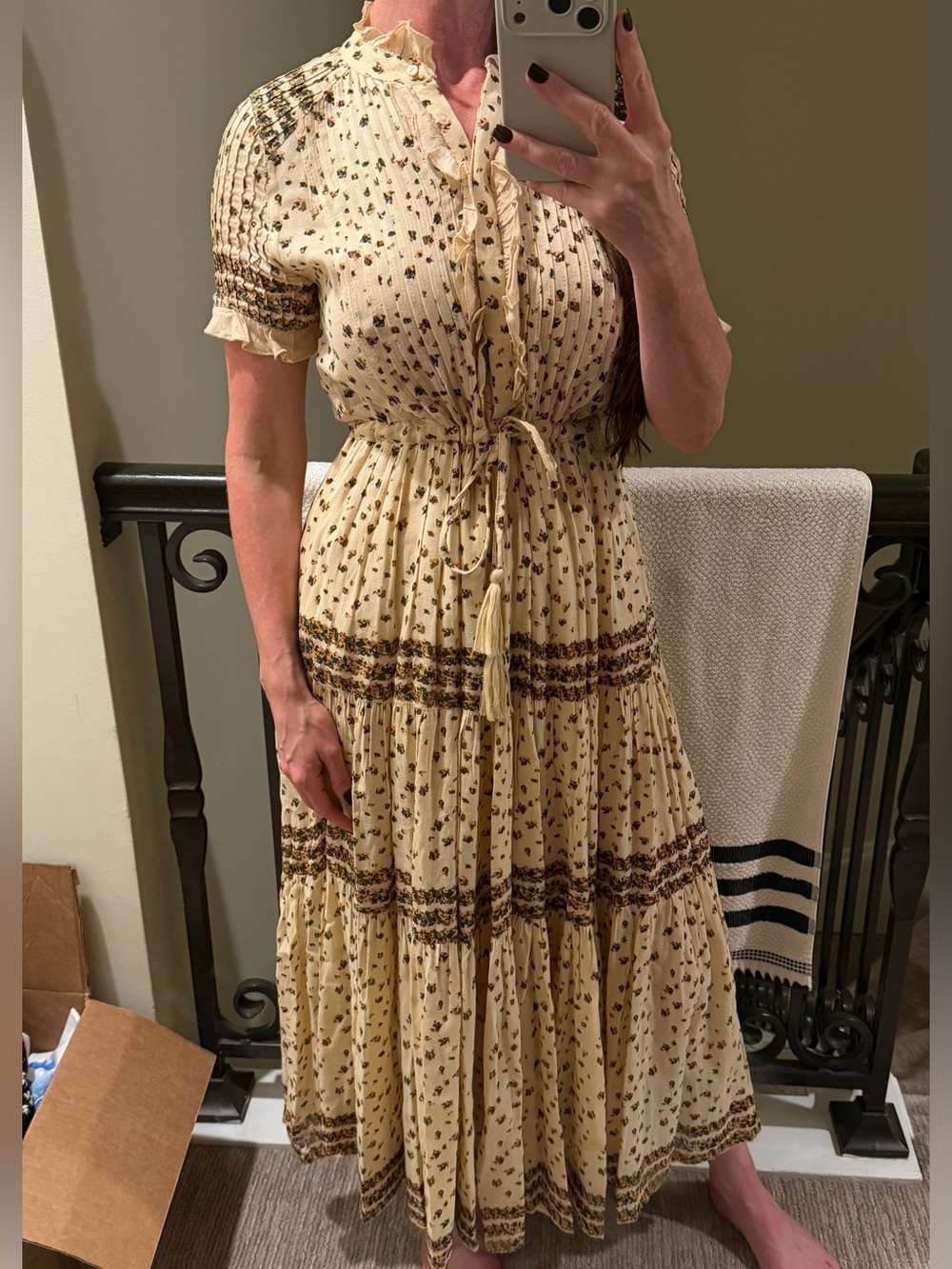 Free People Cream Floral Tiered Maxi Dress